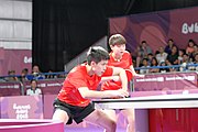 Deutsch: Tischtennis bei den Olympischen Jugendspielen 2018; Tag 9, 15. Oktober 2018; Mixed, Finale, Mixed-Doppel – Miu Hirano & Tomokazu Harimoto (JPN) gegen Sun Yingsha & Wang Chuqin (CHN) 1:3 English: Table tennis at the 2018 Summer Youth Olympics at 15 October 2018 – Mixed Final, Mixed-Double – Miu Hirano & Tomokazu Harimoto (JPN) Vs Sun Yingsha & Wang Chuqin (CHN) 1:3