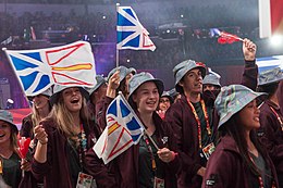 Newfoundland and Labrador team with flags at the 2017 Canada Games Team Newfoundland (35895124810).jpg