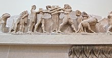 The dispute between Heracles and Apollo. Temple Frieze, Delphi, Greece (9665594067).jpg