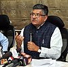 The Union Minister for Electronics & Information Technology and Law & Justice, Shri Ravi Shankar Prasad briefing the media on the importance of the Global Conference on Cyber Space (GCCS 2017), in New Delhi.jpg