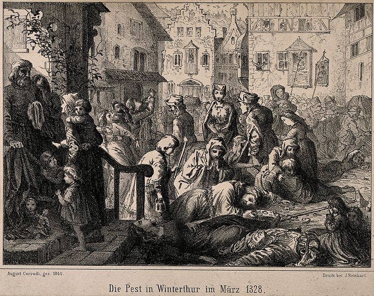 File:The plague in Winterthur in 1328. Lithograph by A. Corrodi, Wellcome V0010584.jpg