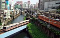 Tokyo's subway system (tunnel) and commuter-rail network cross near the Kanda River