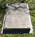 Gravestone over tobacco maker Christian Augustinus and his family. The original stone from ca. 1808 is badly weathered, and a recent copy is placed on top of it.