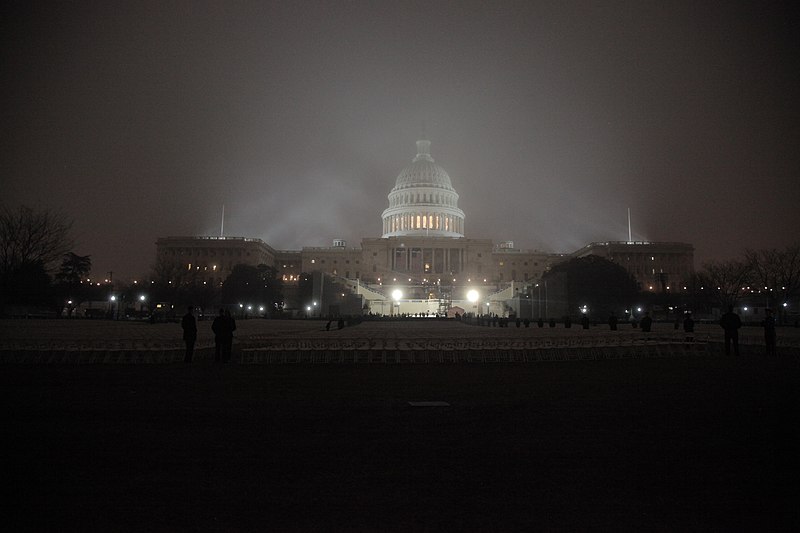 File:U.S. Service members with Joint Task Force-National Capital Region move into the seating area in front of the west side of the U.S. Capitol before the dress rehearsal for the presidential inauguration 130113-A-XP494-030.jpg