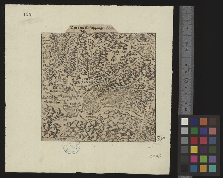 File:UBBasel Map 1550 Kartenslg Schw B 123 von dem Wifelsspurger Goew.tiff