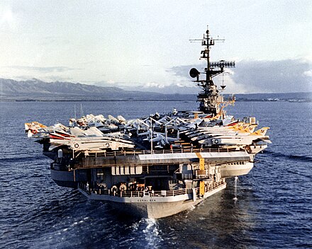 Coral Sea entering Pearl Harbor in 1981