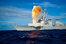 U.S. President Barack Obama proposed using the Aegis Ballistic Missile Defense System (including ship borne launchers) in 2009, replacing a planned Ground-Based Midcourse Defense system deployed in Poland and the Czech Republic. USS Hopper (DDG 70) launches a Standard Missile-3.jpg