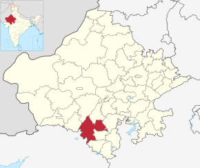 Kart over Udaipur