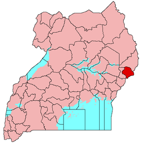 Harta districtului Kapchorwa  în cadrul Ugandei