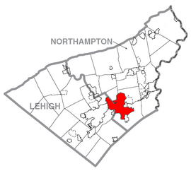 Umístění města Bethlehem v okresech Lehigh a Northampton v Pensylvánii.png