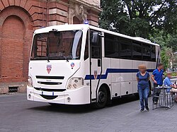 Front view (from the left side) of the bus