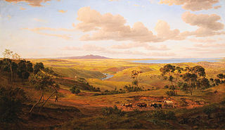 <i>View of Geelong</i> 1856 painting by Eugene von Guerard