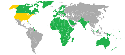 A map showing the visa requirements of The Gambia
