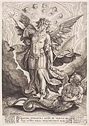San Miguel matando al dragón (1584), de Hieronymus Wierix