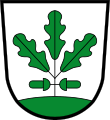 Wappen von Eichenau (Bayern) mit Eichenblättern und Eicheln