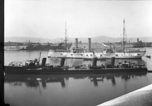 USS Perry and USS Chicago in Portland during the Lewis and Clark Exposition, June 1905 Warships (3619496747).jpg