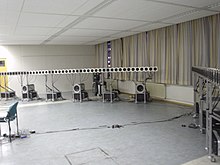 2-dimensional placement of wavefront synthesis speaker arrays. Wavefront synthesis speaker array 2, Eindhoven, 2006-11-13.jpg