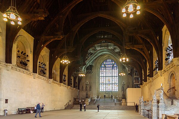 Westminster Hall (built 1097) is the largest remnant of the medieval palace; its roof greater span than any timber roof in England, built by Hugh Herl