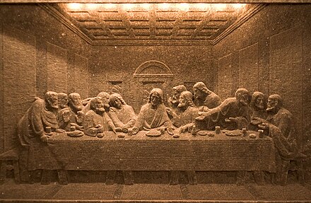 The Last Supper made in salt in Wieliczka Salt Mine (Poland)