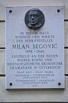 Milan Begović - Gedenktafel