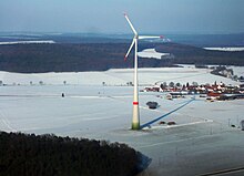 Luftaufnahme der Windkraftanlage Kienberg