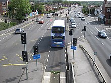 Guided bus lane on York Road York Road Harehills East Guided Bus 16 August 2017.jpg