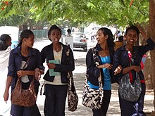 Female students in Axum, 2013 Young Women Students on the Boulevard - Axum (Aksum) - Ethiopia (8701085023).jpg