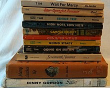 Going steady was a theme in adolescent and young-adult novels of the 1950s and 1960s. Young adult romance novels.jpg