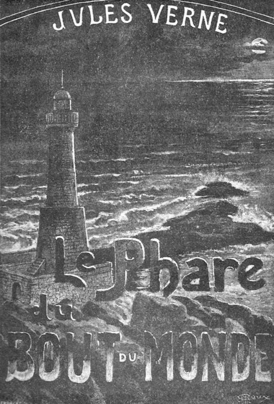 Cover of The Lighthouse at the End of the World by Jules Verne and Michel Verne, one of several fictional depictions (books and films) of the lives of