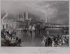 Rouen, engraved by Robert Brandard after William Truner