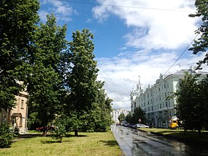 Проезжая часть улицы Белинского у пересечения с улицей Копылова