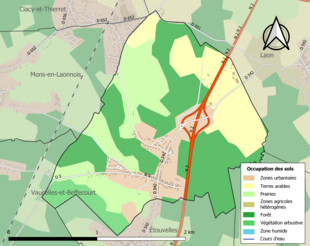 Kolorowa mapa przedstawiająca użytkowanie gruntów.