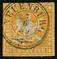 3 kreuzer stamp, issue 1857, 3-rings cancelled at NEUENBURG in 1859.