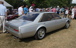 The rear of the Ferrari Pinin, showing the then unique body-coloured rear light cluster by Carello