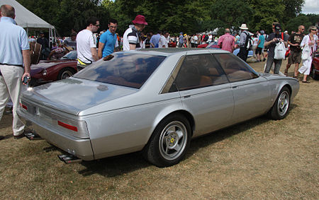 The rear of the Ferrari Pinin, showing the then unique body-coloured rear light cluster by Carello 1980FerrariPinin-rear.jpg