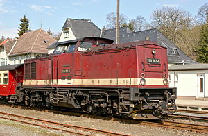 Schmalspurlok 199 861 der HSB im Bahnhof Elend