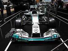 La Mercedes AMG F1 W05 Hybrid de 2014, première Mercedes de Formule 1 à devenir championne du monde des pilotes et des constructeurs