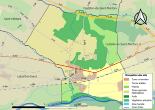 Kolorowa mapa przedstawiająca użytkowanie gruntów.