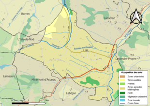 Kolorowa mapa przedstawiająca użytkowanie gruntów.