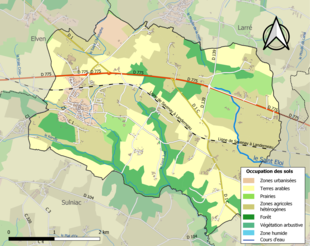 Barevná mapa znázorňující využití půdy.