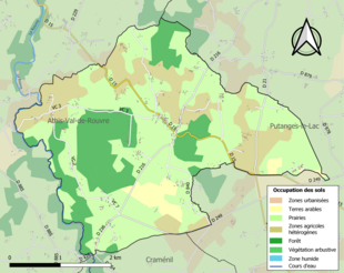 Barevná mapa znázorňující využití půdy.