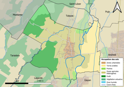 Barevná mapa znázorňující využití půdy.