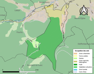 Kolorowa mapa przedstawiająca użytkowanie gruntów.