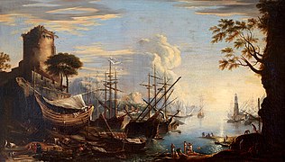 Marina del puerto (1640), de Salvator Rosa, Palazzo Pitti, Florencia