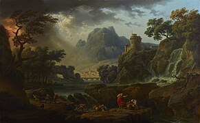 Claude-Joseph Vernet, Paisaje montañoso con tormenta cercana, 1775