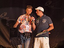 Alex Barendregt (left), the main organiser of the festival, with Markus Schenkeli, the host of the festival, in 2015 Alex Barendregt and Markus Schenkeli.jpg