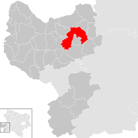 Poloha obce Amstetten v okrese Amstetten (klikacia mapa)