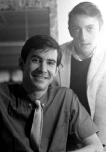 Anthony Perkins and Grover Dale backstage Greenwillow (1960)