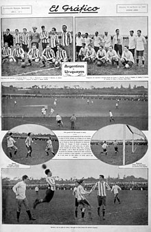 Teams and some moments of the 1919 edition, covered on El Grafico Argentinos vs. Uruguayos - El Grafico 5.jpg