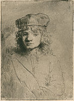Titus van Rijn vid 13–16 års ålder, etsning på papper av Rembrandt 1654–1658. Rijksmuseum, Amsterdam.